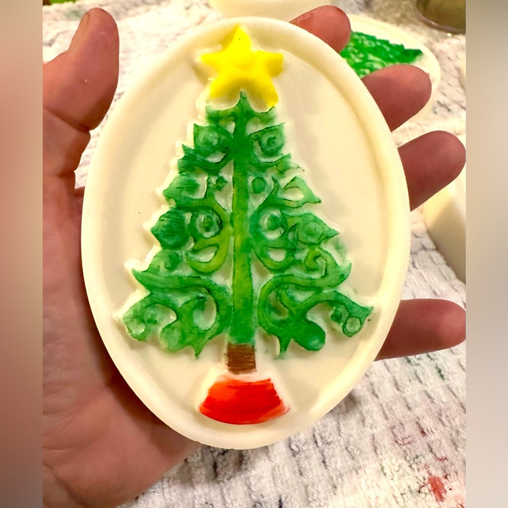 Carmelite Oaks Farm Large Handmade & Handpainted Goat Milk Christmas Tree Soap